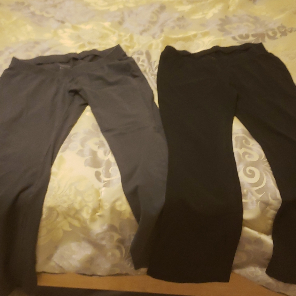 BumpStart Women's Black and Charcoal Gray Maternity/Active Pants - Pair
